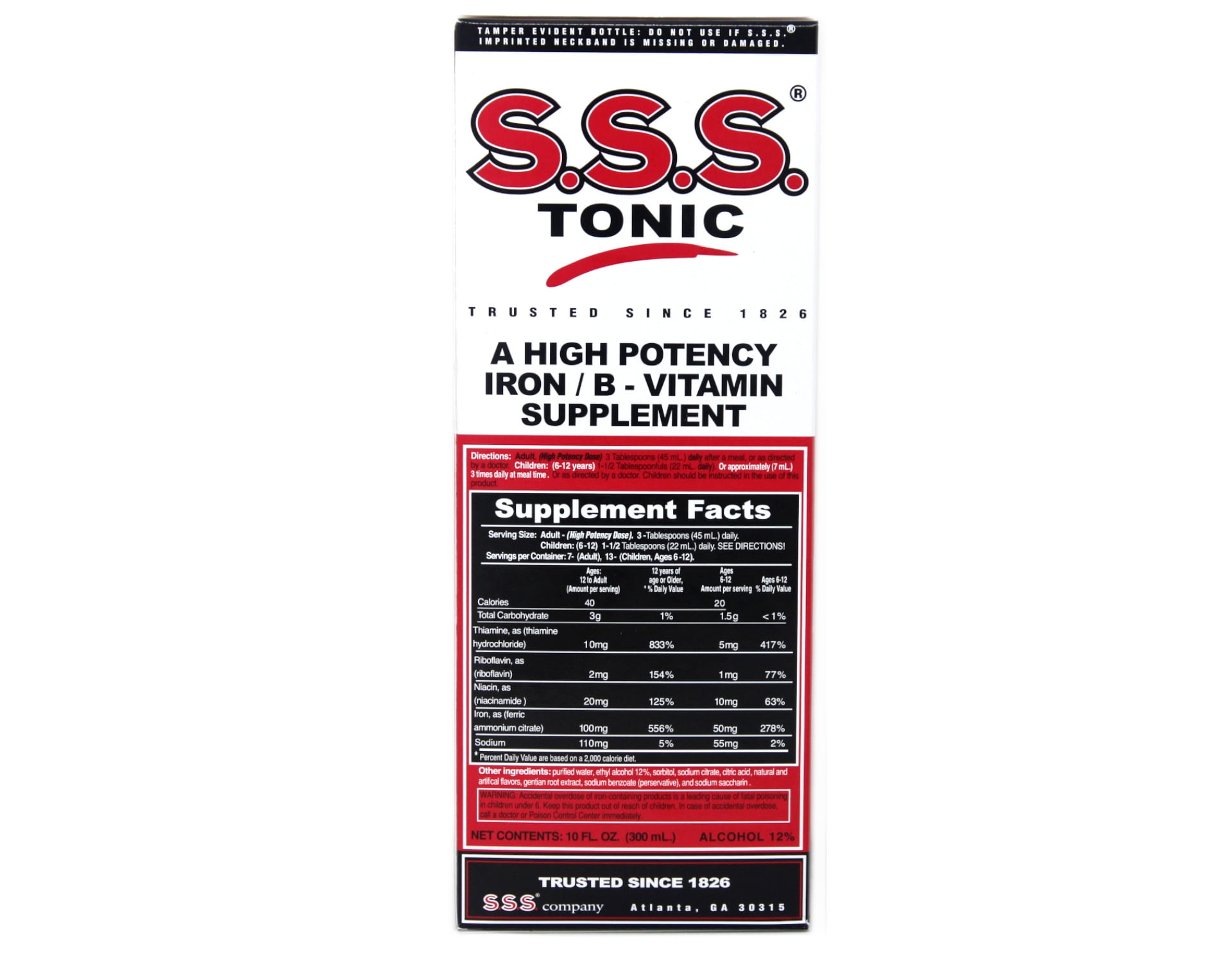 S.S.S. Tonic, Iron and Vitamin B Supplement, High Potency Vitamins, Bottle,10 Fl Oz - 3 Pack