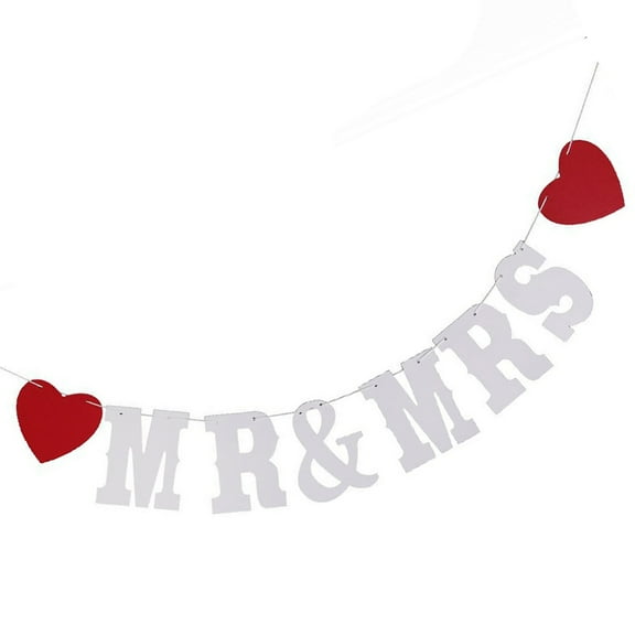 Masteelf MR & MRS Sign Wedding Bunting Banner Party Decoration Photo Prop (White)