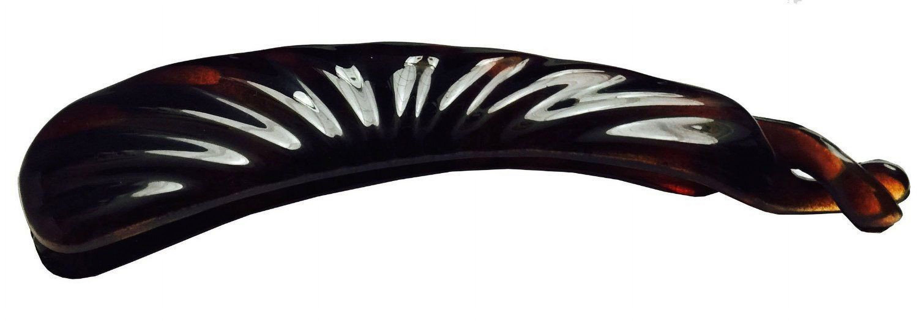 Parcelona French Flare Large Shell and Black Ponytail Holder 2 Banana Hair Clips