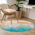 thumbnail image 4 of Orange Aqua Coastal Round Area Rug 3.3 FT, Non Slip Small Entryway Kitchen Mat, Summer Beach Seaside Nautical Washable Soft Circular Rug Non-Shedding Door Mat for Bathroom Playroom Kids Room, 4 of 9