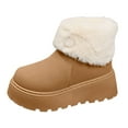 thumbnail image 6 of Suede Platform Winter Boots for Women Fold Over Fuzzy Plush High Top Round Toe Ankle Snow Boooties, 6 of 6