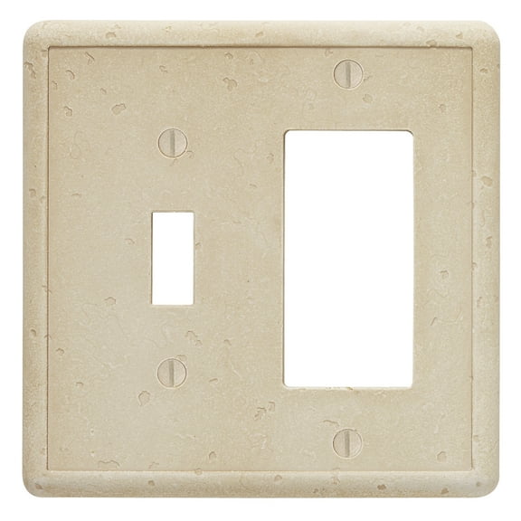 Questech Decor Toggle/GFCI Combo Light Switch Cover, Tumbled Texture, Travertine
