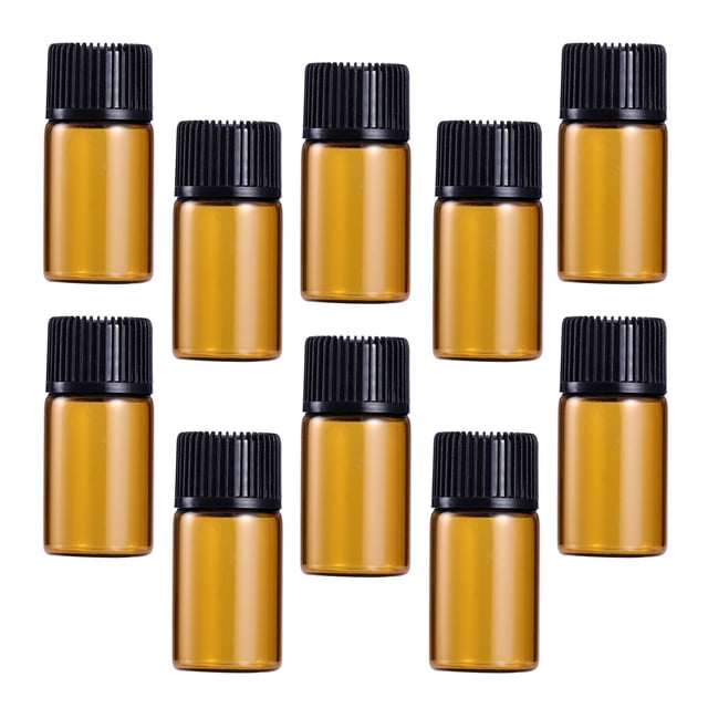 30 piezas de 5 ml de mini botellas de frasco de vidrio ámbar y tapa para aceites esenciales Saco de muestra de laboratorio de química