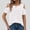 White women cold shoulder tops a1, variant on MORESEC Women Round Neck Short Sleeve Cold Shoulder Pleated Tshirts Casual Blouses Solid Basic Vacation Tops Summer Fashion Clothes, White M
