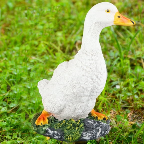 Tebru Duck Statue,Garden Decoration,Outdoor Simulation White Duck Statue Sculpture Courtyard Garden Decoration