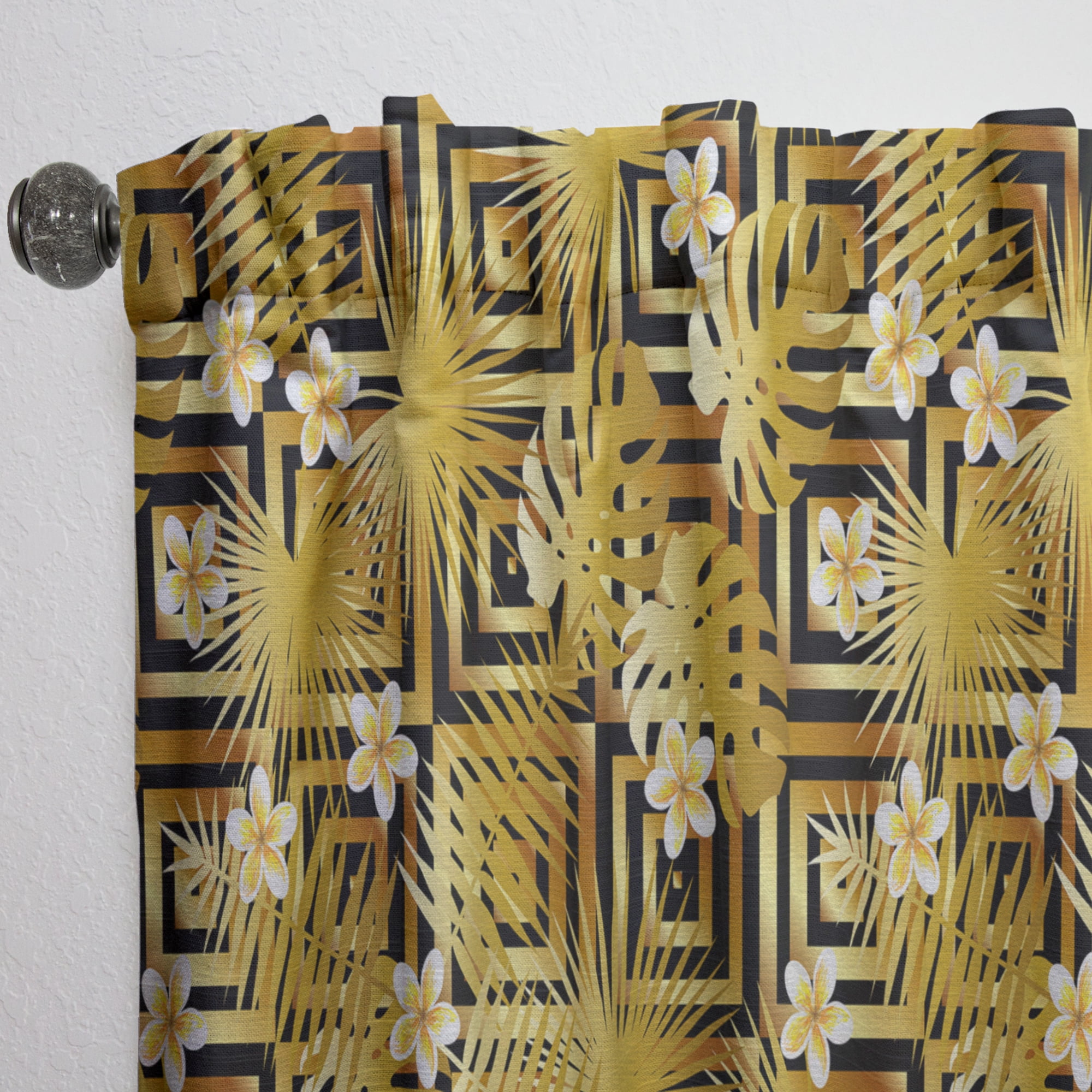 Designart 'Gold Modern Luxury Pattern' Mid-Century Modern Curtain Panel