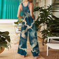 thumbnail image 4 of Women's Floral Print Sleeveless Overalls Loose Wide Leg Cotton Linen Jumpsuit with Pockets Green 2XL, 4 of 7