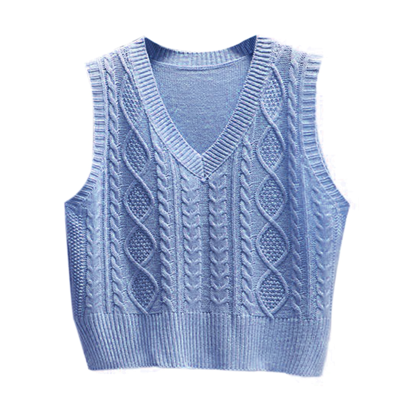 Jxuto Solid Color Sleeveless Sweater Vest Warm Twist Knitted Women 