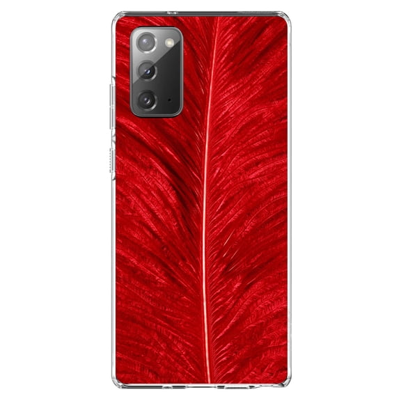 DistinctInk Clear Shockproof Hybrid Case for Galaxy Note 20 ULTRA (6.9" Screen) - TPU Bumper, Acrylic Back, Tempered Glass Screen Protector - Red Feather Texture