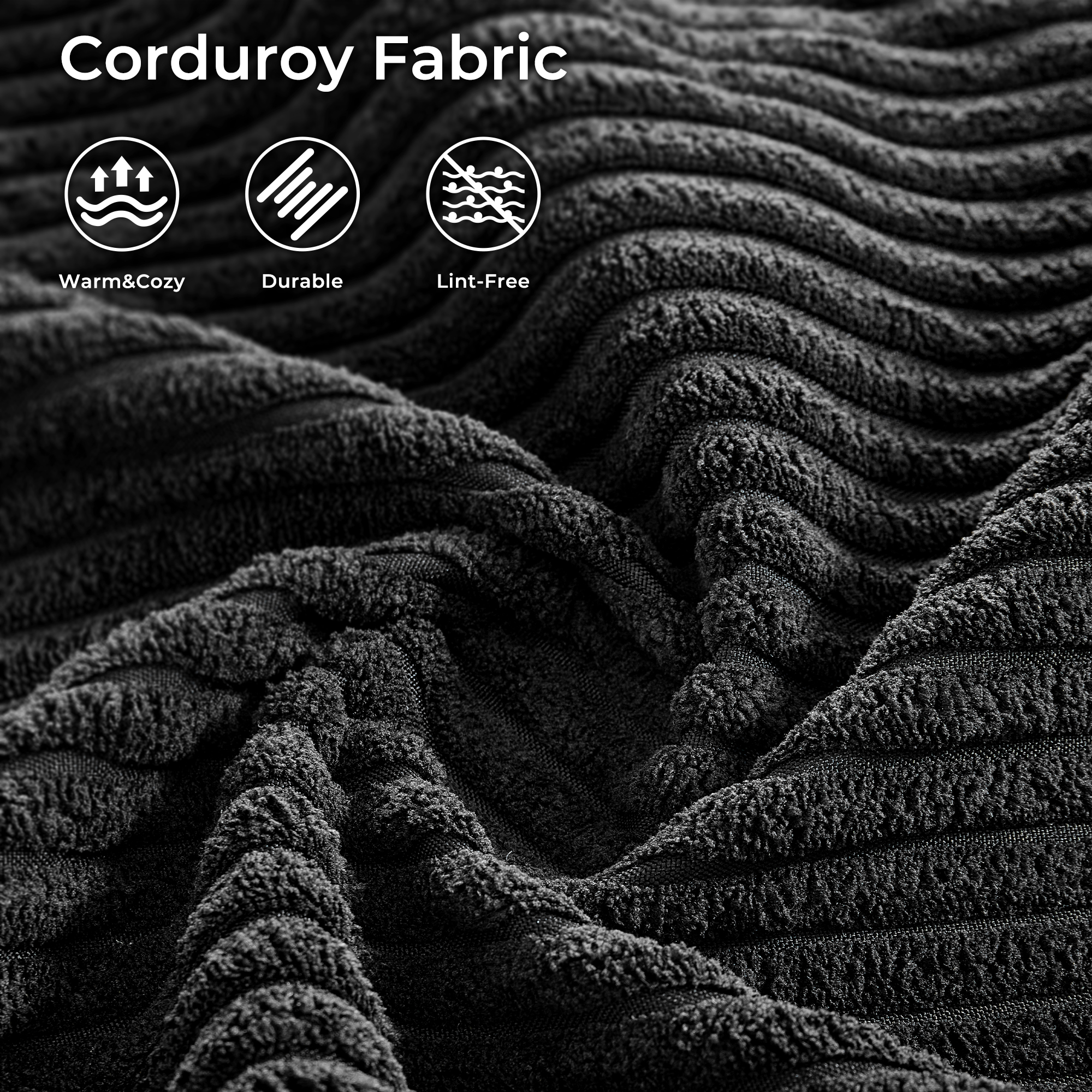 Ovios 106" Cloud Sofa Couch No Assembly Boneless Deep Seat Sofa for Living Room, Black (Corduroy)