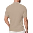 thumbnail image 6 of Satingcolo Mens Polo Shirt Texture Knitted Button T-Shirt Casual Short Sleeve Summer Vacation Golf Shirts,Khaki 2XL, 6 of 9
