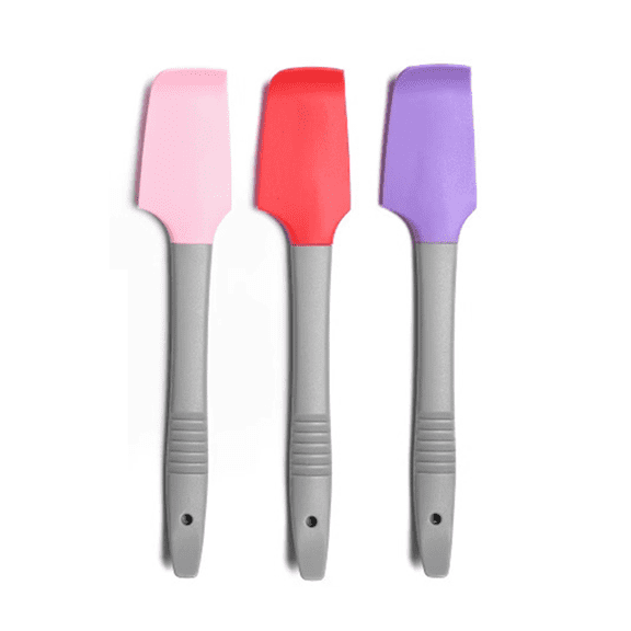 3PCS 7in Mini Silicone Spatula, Small Curved Rubber Spatula for Jar Can Bowl, Heat Resistant Non Stick Wet Pet Food Can Scraper, Multipurpose Kitchen Tool for Cooking Baking Frosting Mixing