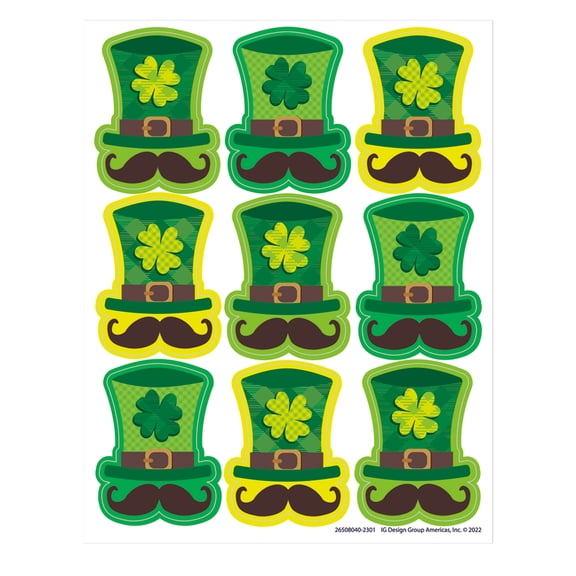 Eureka St. Pat's Hats Giant Stickers, 36 Per Pack, 12 Packs