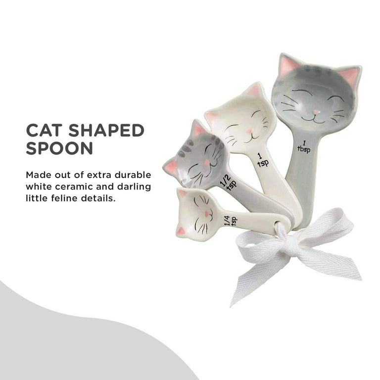 Cat Shaped Ceramic Measuring Spoons - Gift for Any Cat Lover - Cat Ceramic  Measuring Spoons Baking Tool - Creative Functional Kitchen Decor - Comes in