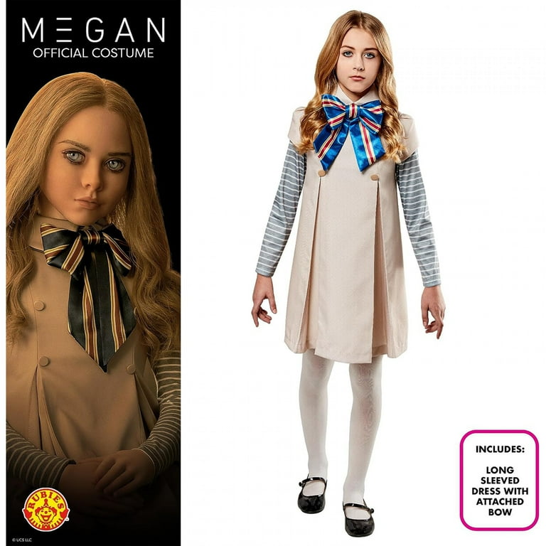 M3GAN Girls Costume Dress with attached Bow M3GAN Girls Costume Dress with attached Bow