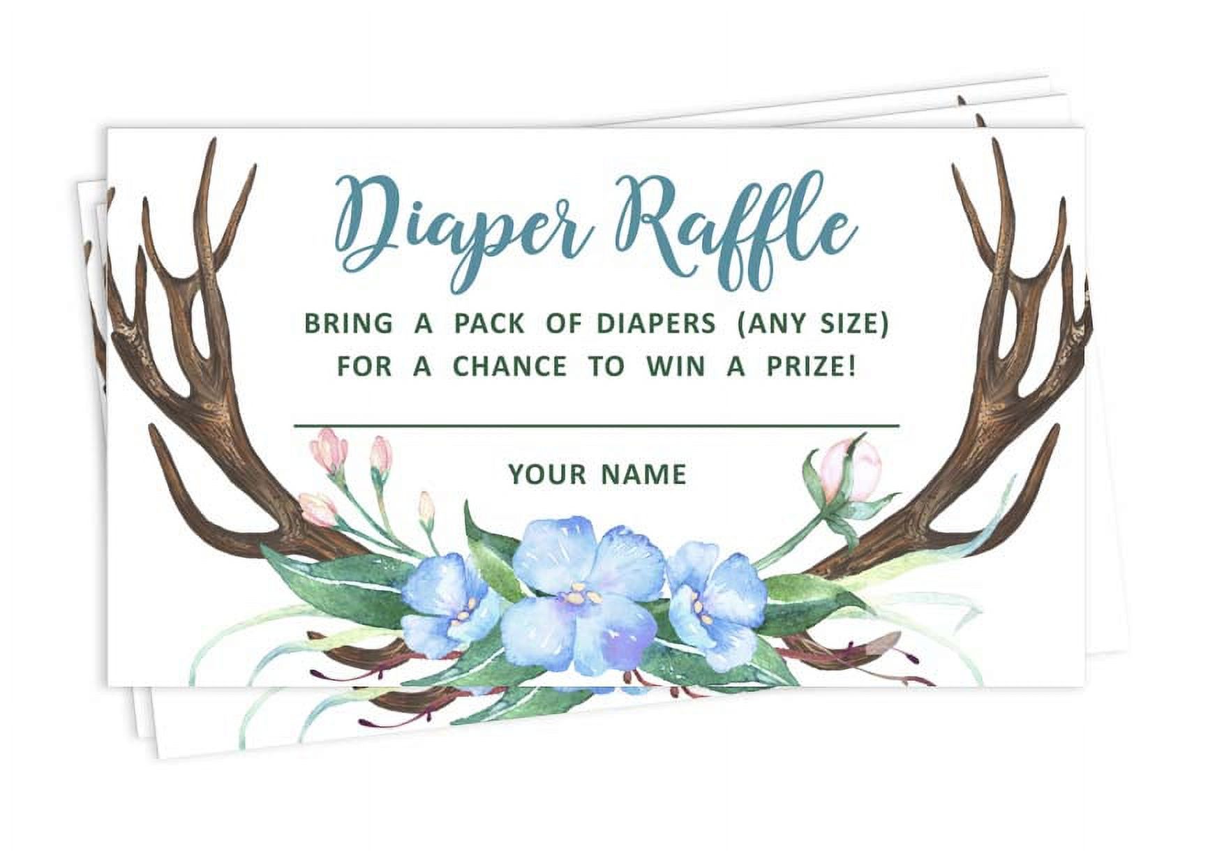Inkdotpot 30Baby ShowerDiaper Raffle Ticket Lottery Insert Cards Supplies Games For Baby Shower Party Antler (Boy) Jungle Animals Bring A Pack Of Diapers To Win Favors Gifts And Prizes