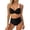 Black, variant on Womens Bikini Swimsuit Metallic Buckle Tankini Top High Waist Bottom Two Piece Swimwear Tummy Control Bathing Suit