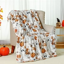 Halloween Ghost Blanket - Bohemian Fleece Throw (Reversible Couch/Bed Decor for Autumn & Parties)