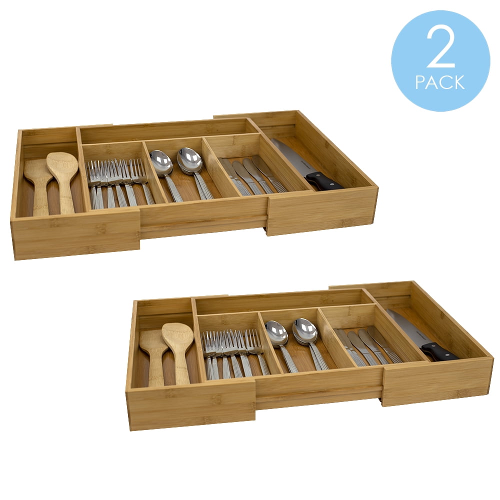 Expandable Bamboo Cutlery Tray, Natural