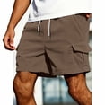 thumbnail image 2 of Ahabrexf Mens Cargo Shorts for Men, Elastic Drawstring Waist Textured Casual Shorts for Outdoor Daily Wear, 2 of 7