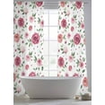 thumbnail image 5 of Farmhouse Flower Sheer Curtains for Living Room Bedroom, Light-filtering Sheer Curtain, Country Rose Red Floral Leaf Texture Rod Pocket Voile Window Treatment Drapes, 52’’Wx96’’L, 2 Panels Set, 5 of 7