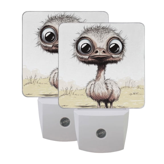 Cartoon Big Eyes Ostrich LED Night Light with Smart Sensor Plug Into Wall Dusk to Dawn 2 packs