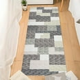 thumbnail image 2 of GlowSol 2'x6' Modern Geometric Runner Rug Washable Non Slip Low Pile Bedroom Runner Rug Soft Foldable Runners for Laundry, Gray Green/Multi, 2 of 7
