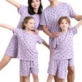 thumbnail image 4 of Matching Silk Pajamas Set for Family Short Family Matching Sleepwear Suits (Purple), 4 of 4
