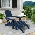 thumbnail image 2 of WestinTrends Malibu Outdoor Lounge Chair, 2-Pieces Adirondack Chair Set with Ottoman, All Weather Poly Lumber Patio Lawn Folding Chairs for Outside Pool Garden Backyard Beach, Navy Blue, 2 of 14