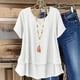 thumbnail image 2 of Túnica de Manga Corta para las Mujeres Color Sólido de Lino Sentir Botón Blusa, Ligera Camiseta de Verano Casual, 2 of 9