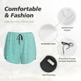 thumbnail image 4 of Gukieu Teal Turquoise Glitter Print Women's Sports Shorts with Drawstring Elastic Waistband for Running, Yoga, Fitness-XX-Large, 4 of 7