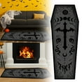 thumbnail image 2 of Halloween Coffin Shaped Bath Rug - Gothic Style Non- Floor Mat for Bathroom, Bedroom or Living Room, Soft Plush 51x23.62 Inch Dark Decor Carpet for Spooky Home Party Decorations, 2 of 6