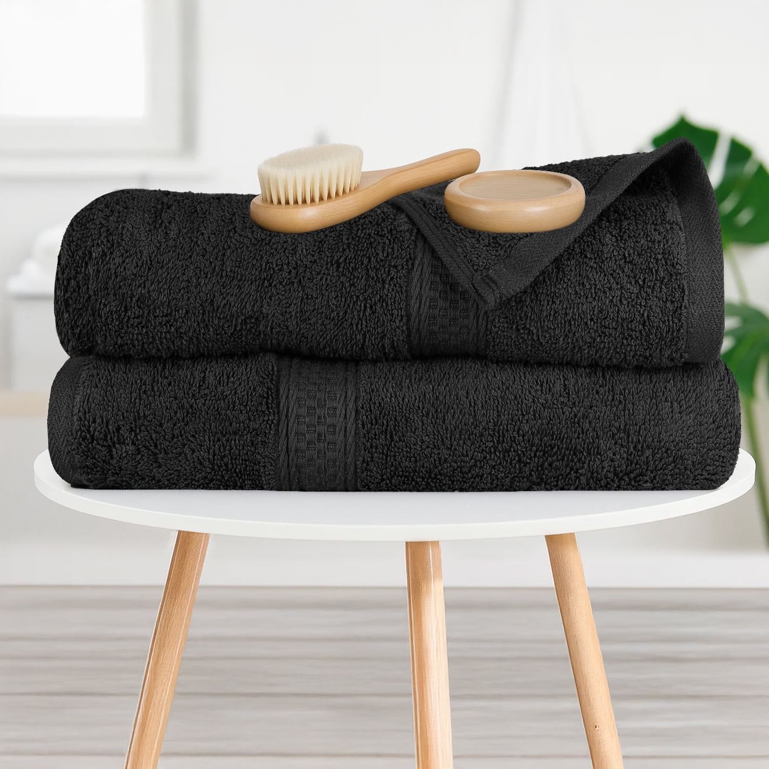 Dan River Bath Towel 4 Pack 27x54 in Ultra Soft Quick Drying Cotton Towel - Black