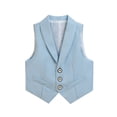 thumbnail image 3 of GiLiling Boys Suit Vest Classic Tuxedo Kids Formal Waistcoat Notch Lapel Dress Vest with Pockets Elegant Gentleman Outfit (Blue, 18-24 Months), 3 of 5