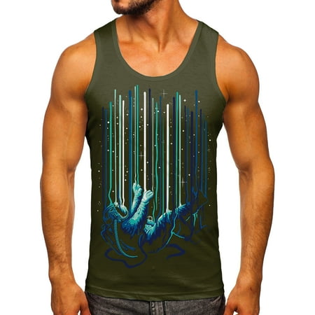 

Pianpianzi Petite Turtleneck Tops Men Cotton T Long Scrub Men Casual Spring Summer Sleeveless Printed O Neck Shirt Tank Tops Blouse