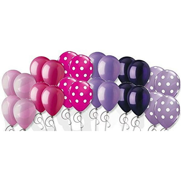 24 pc Beautiful Pink & Purple Polka Dots Latex Balloons Party Decoration Baby