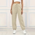 thumbnail image 2 of ZHYou No Boundarie Sweatpants for Women Fleece Multi Vertical Seam Drawstring High Waist Loose Cuffed Leg Joggers with Side Pockets,Beige,Size 2XL, 2 of 6