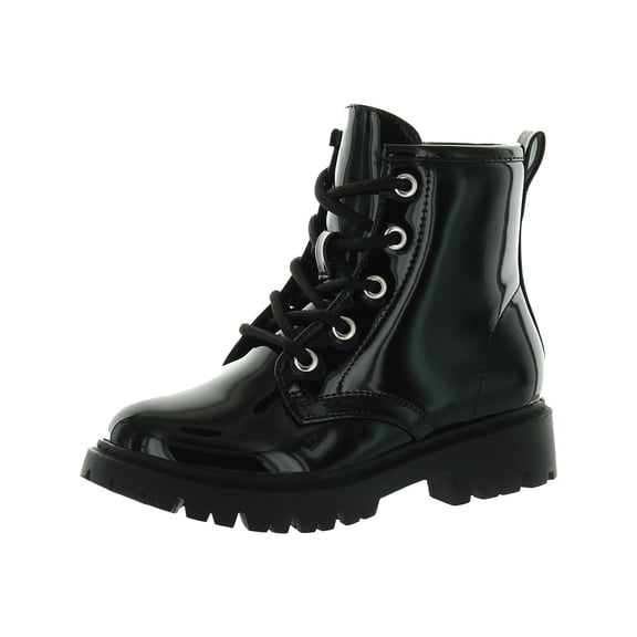 Steve Madden Girls TRockk Patent Ankle Combat & Lace-up Boots