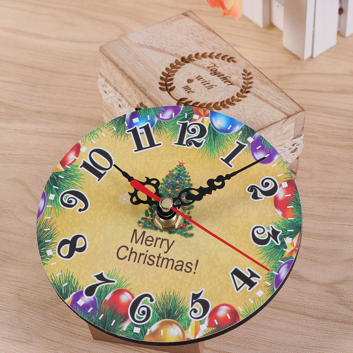 Christmas Wall Clock Xmas Party Decorative Clock Round Wall Clock for