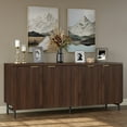 thumbnail image 6 of Furnihold 66.2''W Large Fluted Buffet Cabinet with 4 Doors & Shelves Wood Sideboard Buffet Table Storage Cabinet Modern Accent Console for Living Room, Walnut, 6 of 7
