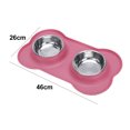 thumbnail image 2 of El perro del acero inoxidable rueda el alimentador del animal doméstico del agua de la comida sin prenda impermeable antideslizante de la estera del silicón del derrame, 2 of 5