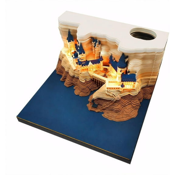 Time Piece Calendar 2024,3D Calendar 2024,3D Memo Pad,Desk Calendar Memo Pad With LED Lights,Tear-Off Paper DIY,Ideal for Bedroom/Office/Reading Room/Studio (C-With LED Lights)