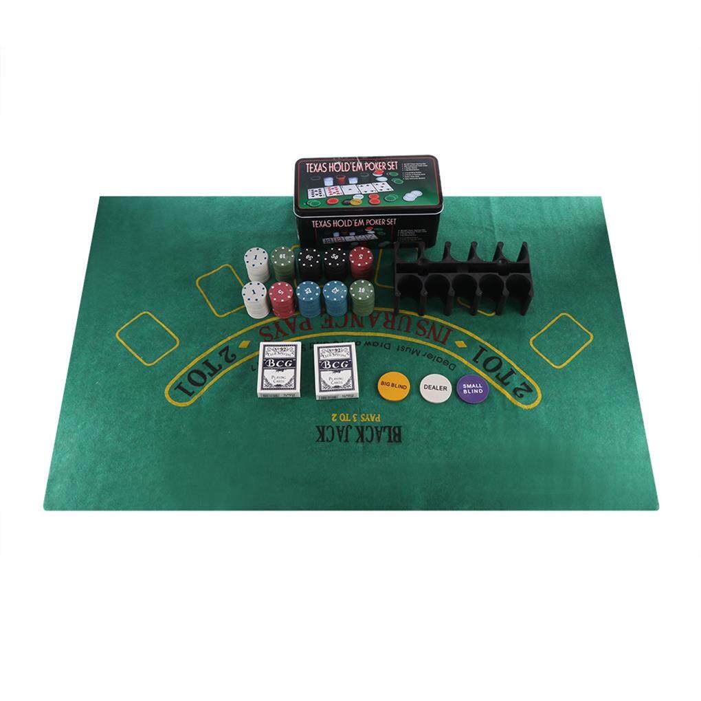 Tapis De Poker Professionnel 180x90 Cm - 10 Joueurs Texas Hold'em En Caoutchouc Antidérapant Bleu + Sac De Transport