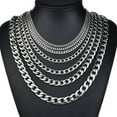 thumbnail image 6 of Silver Cuban Curb Chain Necklaces for Men and Women Stainless Steel, 6 of 10