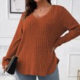 thumbnail image 4 of Towmus Womens Sweaters, Long Sleeve V Neck Lightweight Plus Size Pullover Tops Fall Blouse Army Green Size 5XL, 4 of 6