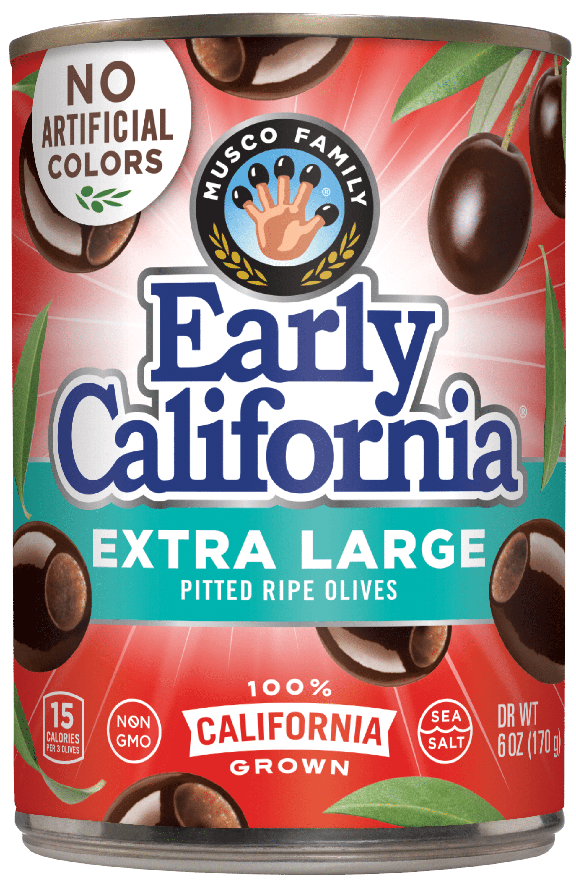 (2 pack) Early California Extra Large Pitted Ripe Olives 6 oz. Can, No Artificial Colors, Allergen-Free