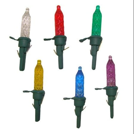 Pack of 12 Multi-Color LED M5 Mini Replacement Christmas Light Bulbs -Green Husk