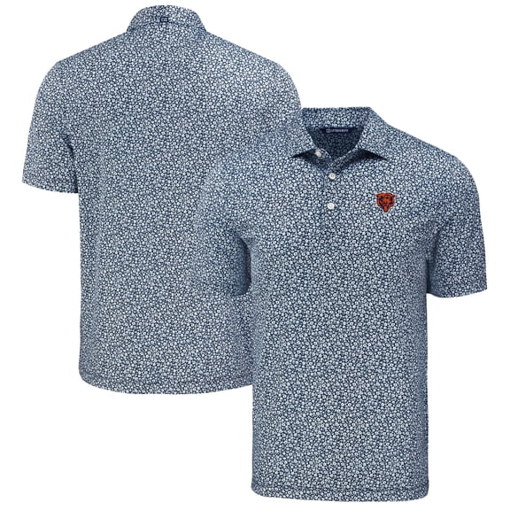 Men's Cutter & Buck Navy Chicago Bears Pike Eco Flora Print Polo