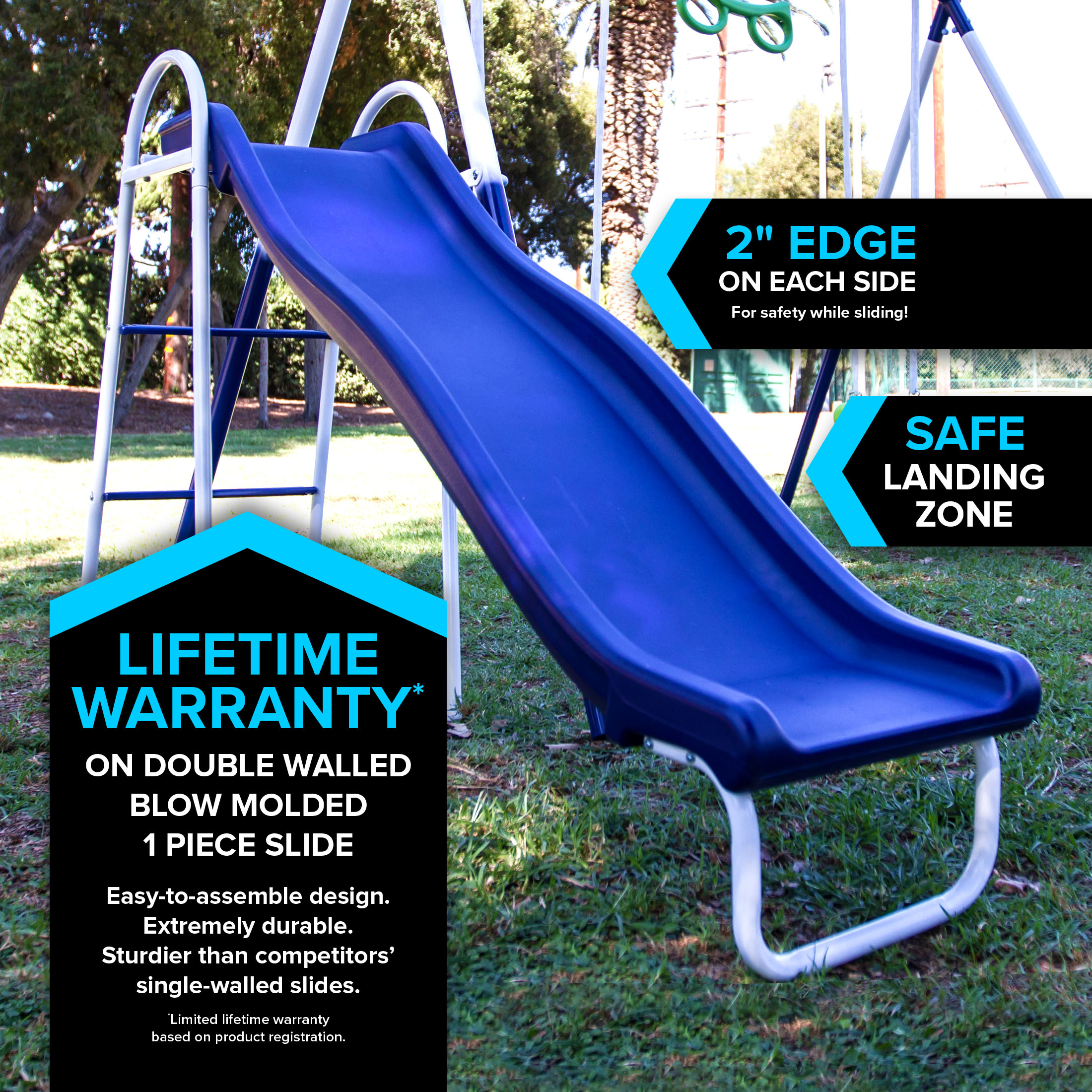 Sportspower Sierra Vista Outdoor Metal Swing Set with Trapeze, Lifetime Warranty on Blow Molded Slide, and Bonus Anchor Kit - image 5 of 12