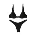 thumbnail image 2 of Minjewel Women's Sexy Underwire Push Up Bikini Two Piece Swimsuit,Solid Color with Removable Padding and Underwire Support,Summer Beachwear,Black,S, 2 of 5